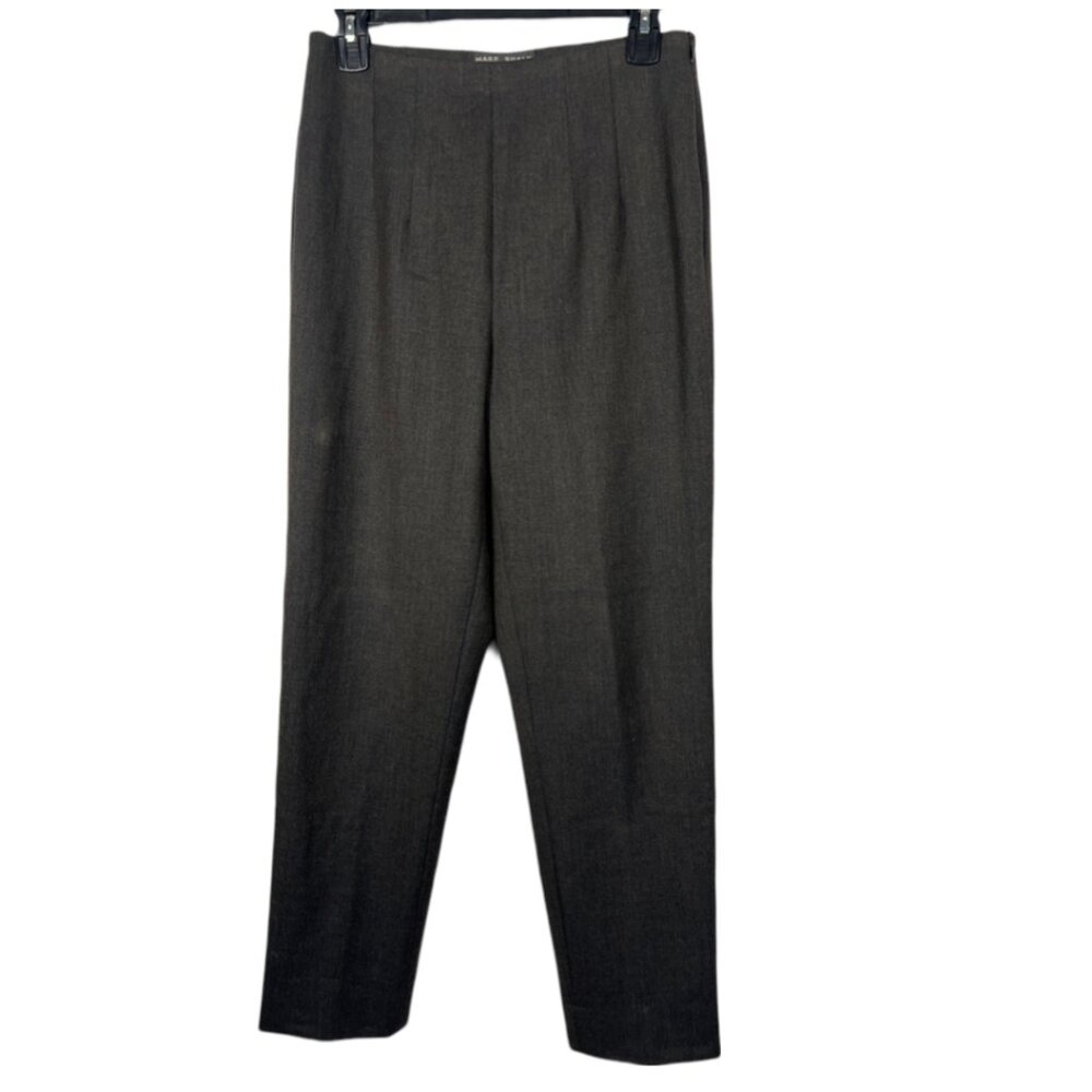 Vintage Brown Elastic Waist Side Wool Womens Trousers Size 4